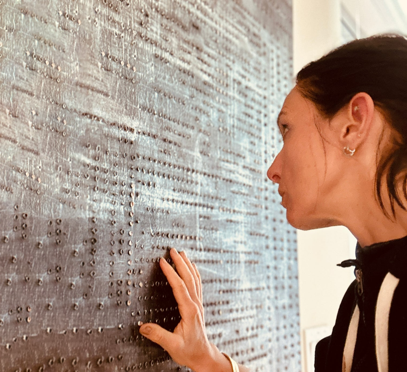 Joanna Beckett with a Dots painting